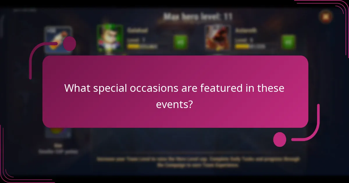 What special occasions are featured in these events?
